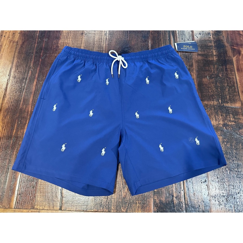 Polo Ralph Lauren Bathing Suit‎ Blue All Over Print Size LT NWT 8" inseam